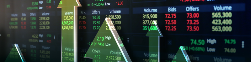 Stock market data screen showing various numeric stock values